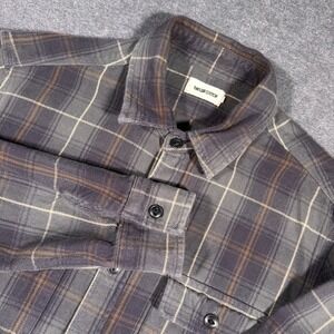 Taylor Stitch Yosemite Shirt Mens 42 Large Gray Plaid Flannel Organic Cotton